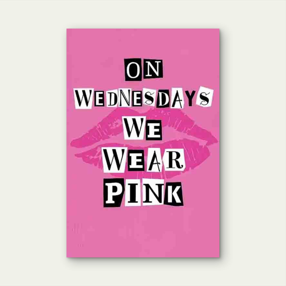 Collage-Style Text With Pink Lips Metal Print Ready to Hang