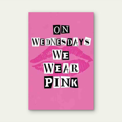 Collage-Style Text With Pink Lips Metal Print Ready to Hang