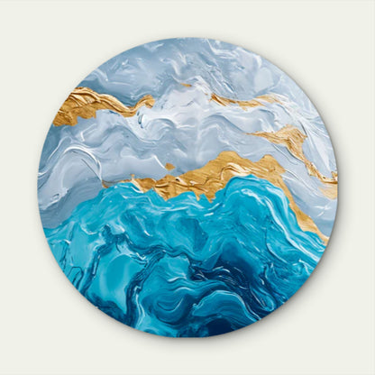 Blue Shaded Abstract Design  Acrylic Glass Rounded Print Tempered Glass Wall Art 100% Made in Australia Ready to Hang