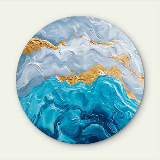 Blue Shaded Abstract Design  Acrylic Glass Rounded Print Tempered Glass Wall Art 100% Made in Australia Ready to Hang