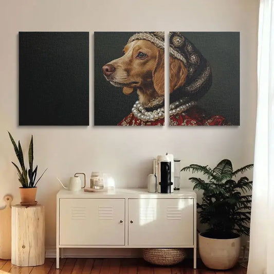 3pcs Medieval-Style Brown Dog Unique Design Metal Print Ready to Hang Art