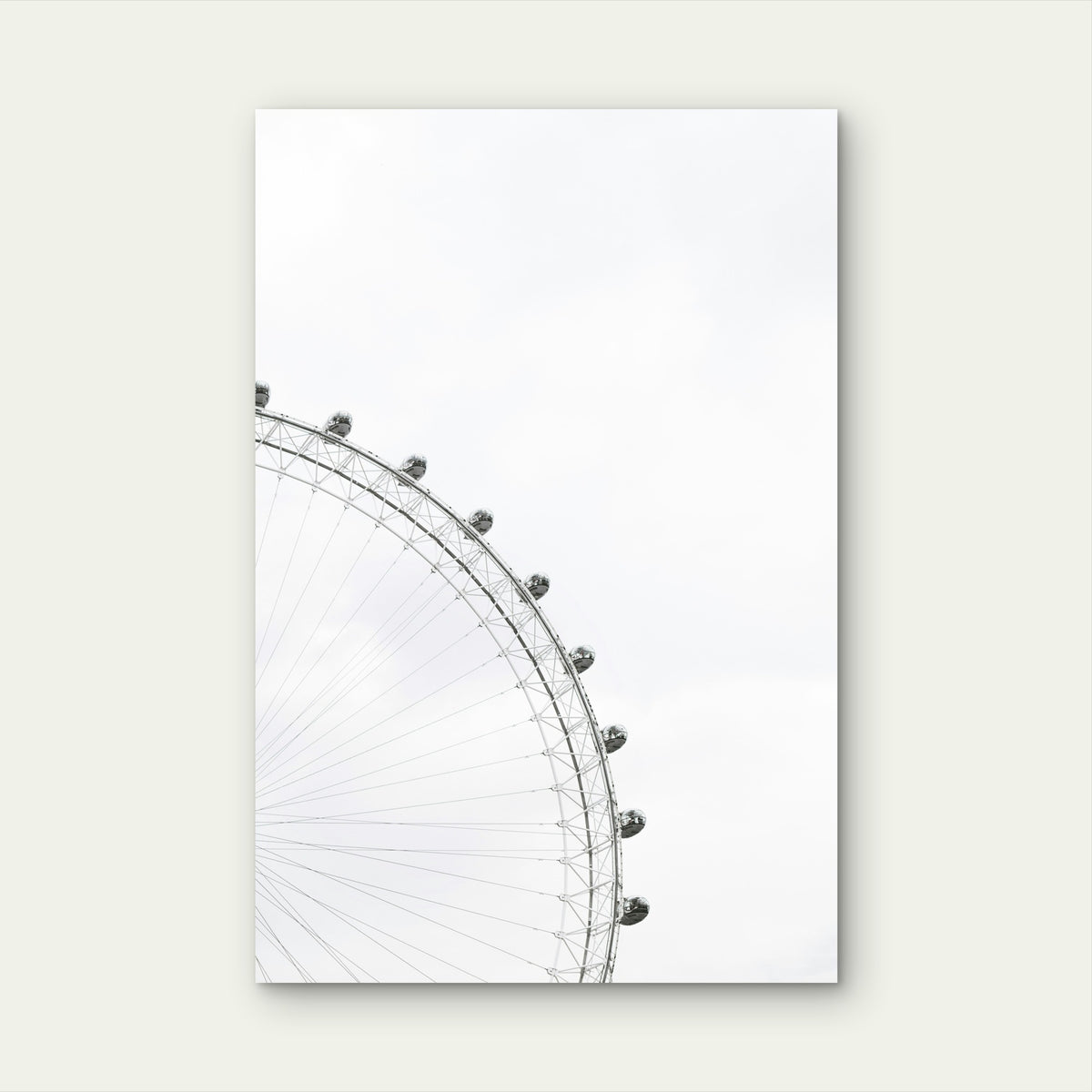 London Eye Ferris Wheel Minimalist 40x60cm Metal Print Ready to Hang