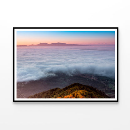 Foggy Dawn Mountains with Beach Home Decor Premium Quality Poster Print Choose Your Sizes