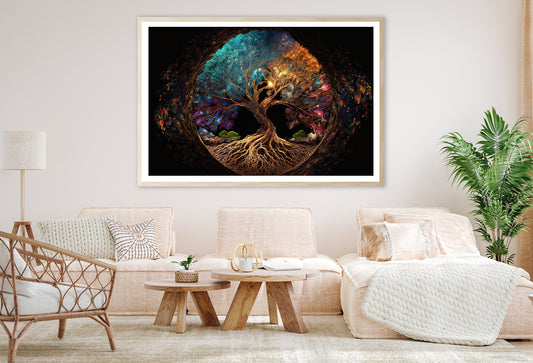 Oval Shaped Colorful Life of Tree Home Decor Premium Quality Poster Print Choose Your Sizes