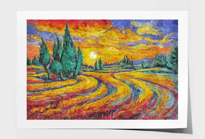 Van Gogh's Painting Wheat Field with Cypresses Wall Art Limited Edition High Quality Print