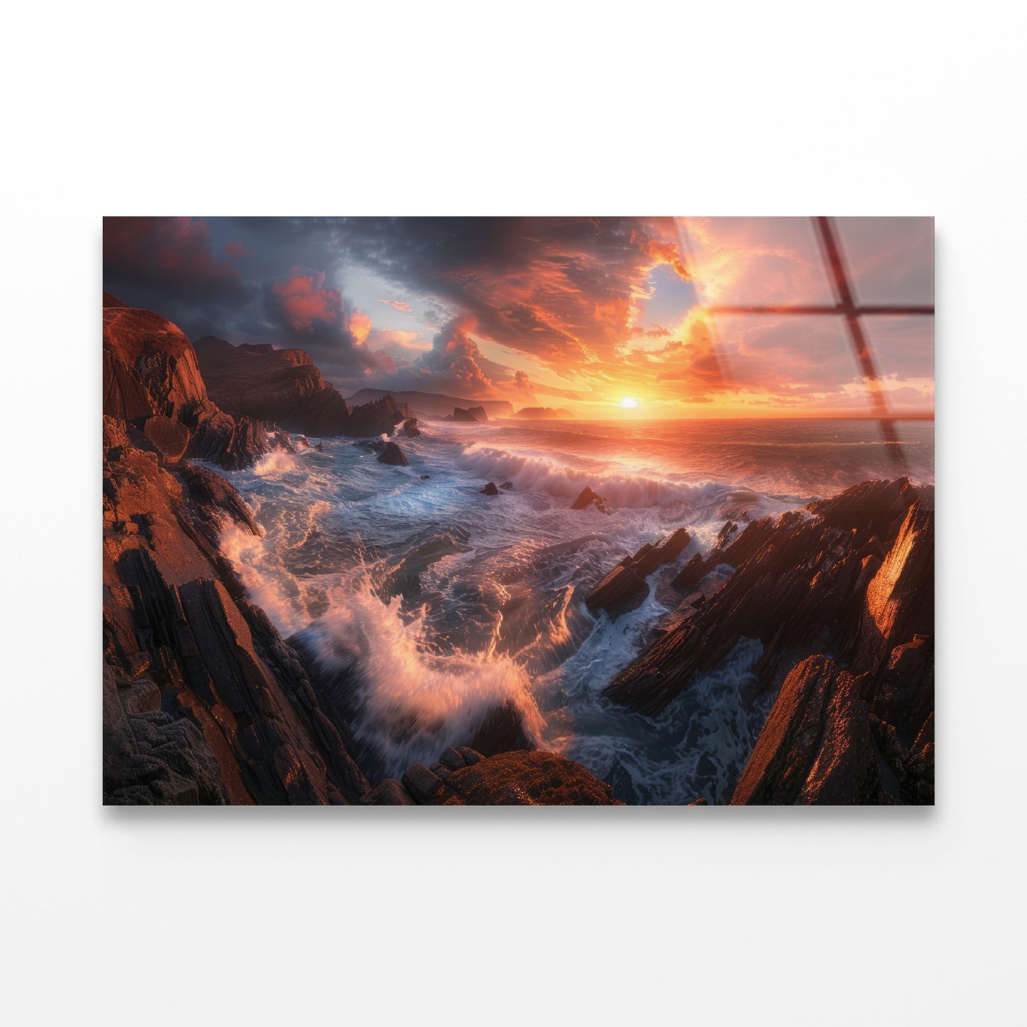 Sunset over a Rocky Beach Acrylic Glass Print Tempered Glass Wall Art 100% Made in Australia Ready to Hang