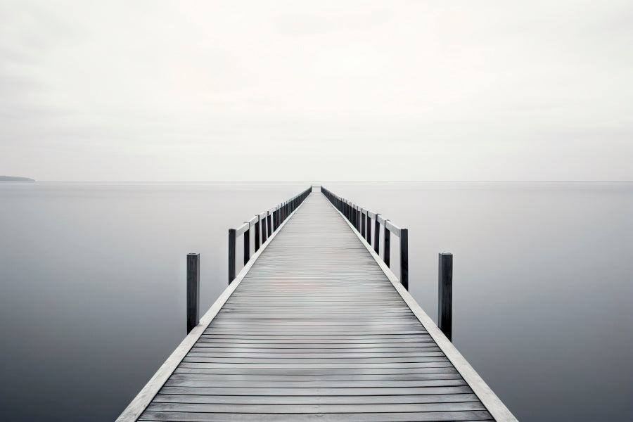 Wooden Pier on A Tranquil Lake Shrouded in Misty Home Decor Premium Quality Poster Print Choose Your Sizes