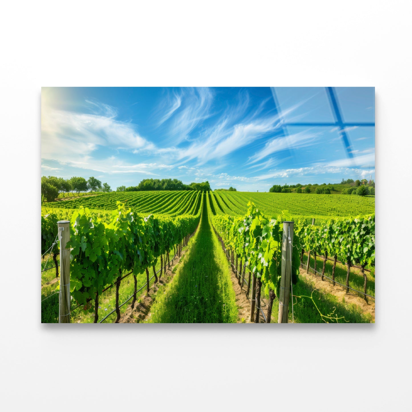 Rows of Green Plants with Sky Acrylic Glass Print Tempered Glass Wall Art 100% Made in Australia Ready to Hang