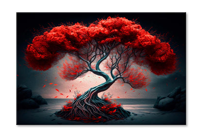 3d Red Single Tree Scenery Art Wall Art Limited Edition High Quality Print