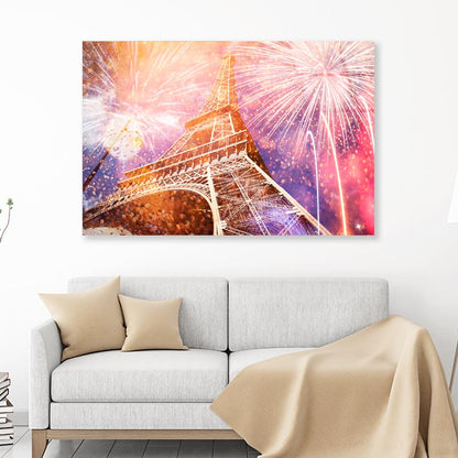 Fireworks In the Sky Over the Eiffel Tower Acrylic Glass Print Tempered Glass Wall Art 100% Made in Australia Ready to Hang