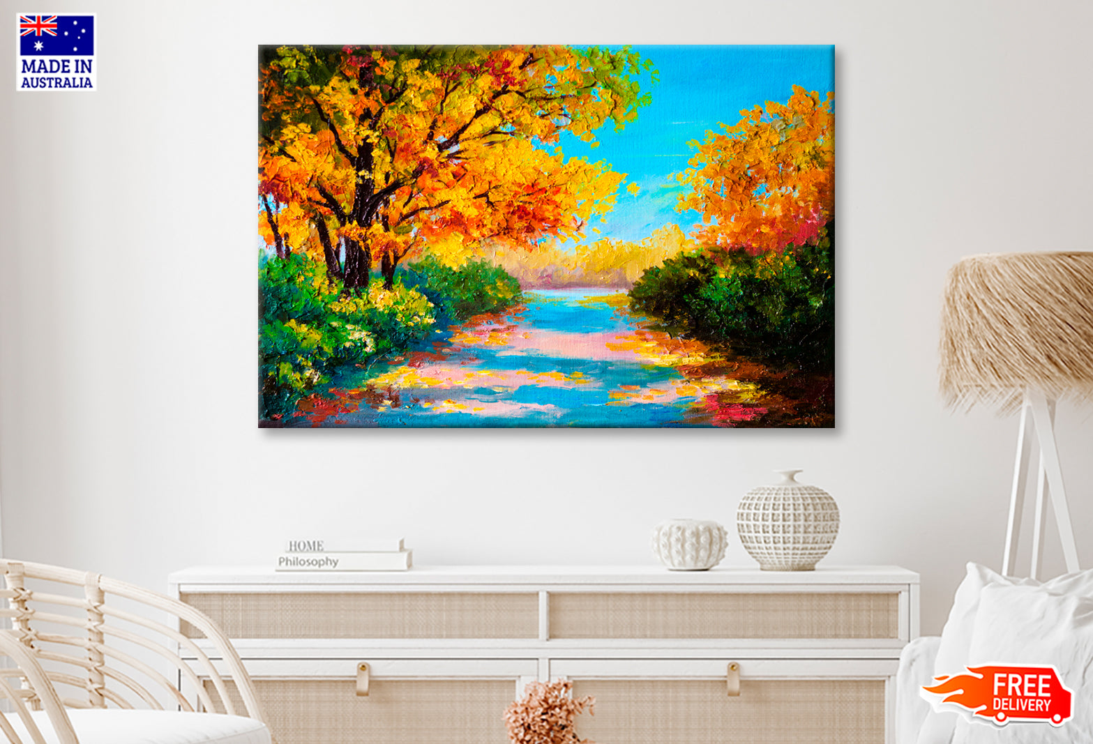 Colorful Autumn Forest Road Oil Painting Limited Edition High Quality Print