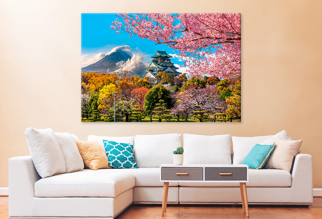 Osaka Castle & Cherry Blossom  Wall Art Decor 100% Australian Made