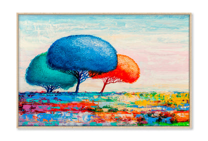 Colorful Autumn Trees Shape Oil Painting Wall Art Limited Edition High Quality Print Canvas Box Framed Natural