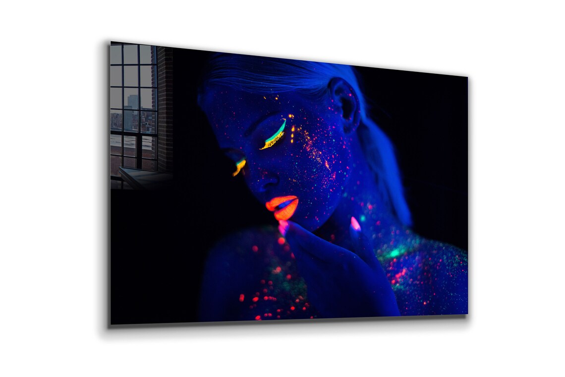 Neon Woman Abstract UV Direct Aluminum Print Australian Made Quality