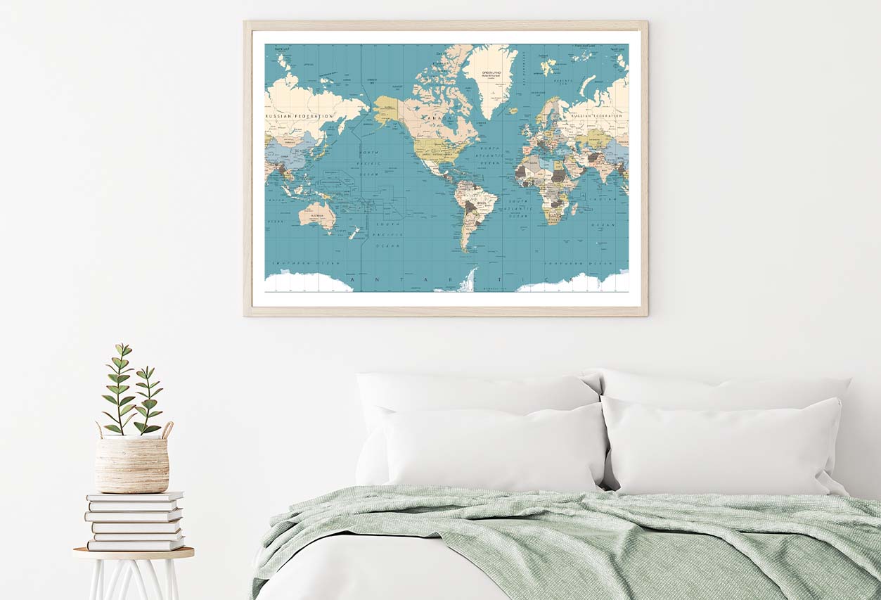 America Centred World Map Home Decor Premium Quality Poster Print Choose Your Sizes