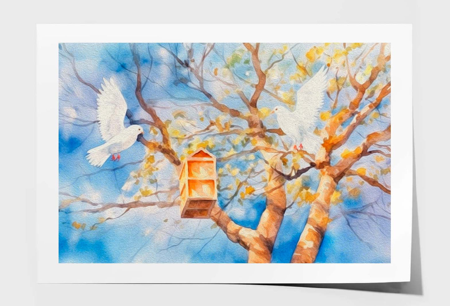 Two Wood Pigeons Watercolor Painting Wall Art Limited Edition High Quality Print