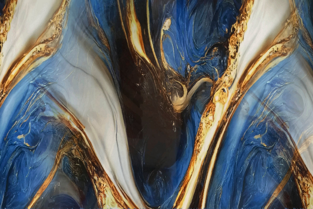 Marble Blue And Gold Abstract Print 100% Australian Made