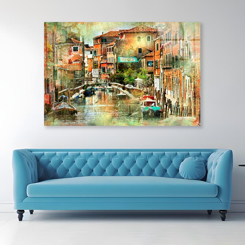 Venice, Artwork in Painting Style Acrylic Glass Print Tempered Glass Wall Art 100% Made in Australia Ready to Hang