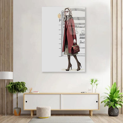 Girl with Red Coat 3D Design Acrylic Glass Print Tempered Glass Wall Art 100% Made in Australia Ready to Hang