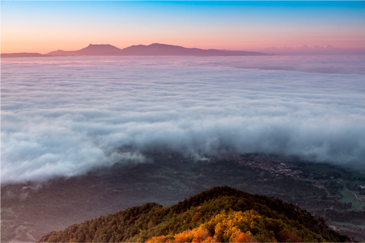 Foggy Dawn Mountains with Beach Home Decor Premium Quality Poster Print Choose Your Sizes