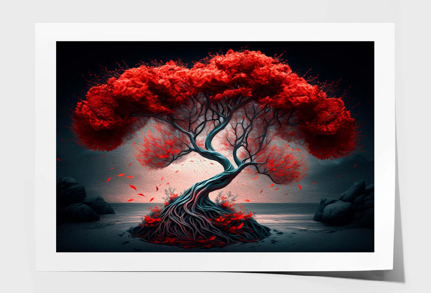 3d Red Single Tree Scenery Art Wall Art Limited Edition High Quality Print