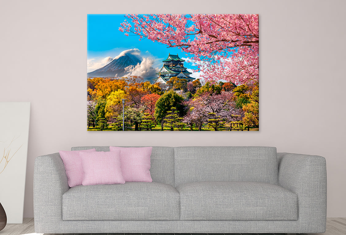 Osaka Castle & Cherry Blossom  Wall Art Decor 100% Australian Made