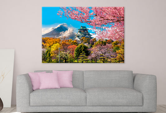 Osaka Castle & Cherry Blossom  Wall Art Decor 100% Australian Made