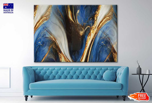Marble Blue And Gold Abstract Print 100% Australian Made