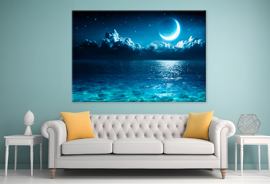 Romantic Moon on Sea Wall Art Decor 100% Australian Made