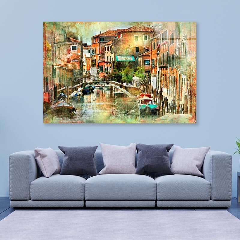 Venice, Artwork in Painting Style Acrylic Glass Print Tempered Glass Wall Art 100% Made in Australia Ready to Hang