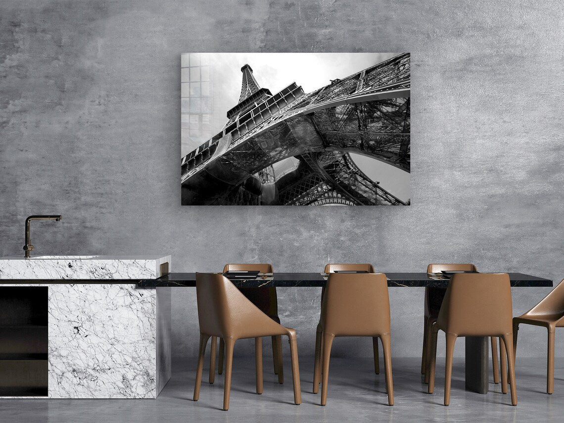 Eiffel Tower B&W View UV Direct Aluminum Print Australian Made Quality