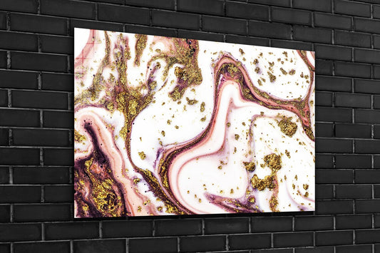 Pink & Gold Abstract UV Direct Aluminum Print Australian Made Quality