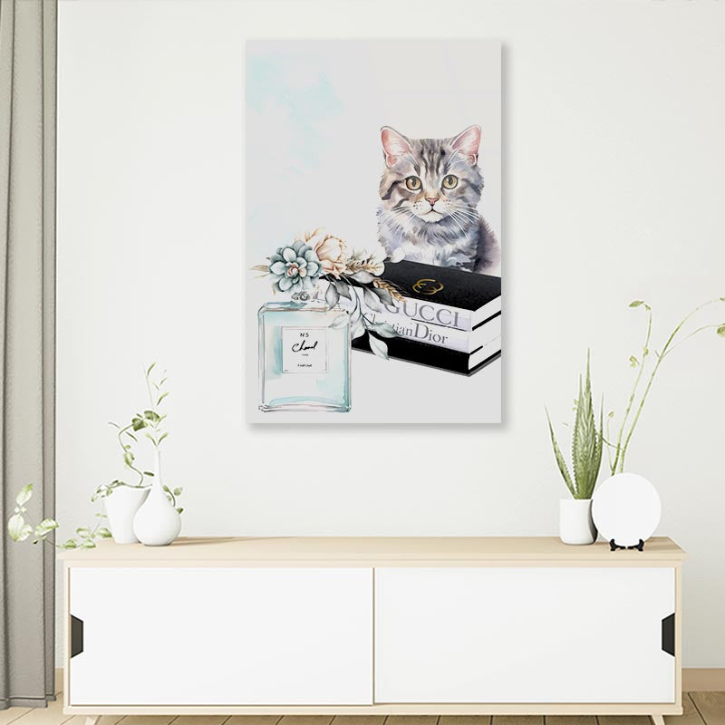 Perfume with Cat 3D Design Acrylic Glass Print Tempered Glass Wall Art 100% Made in Australia Ready to Hang