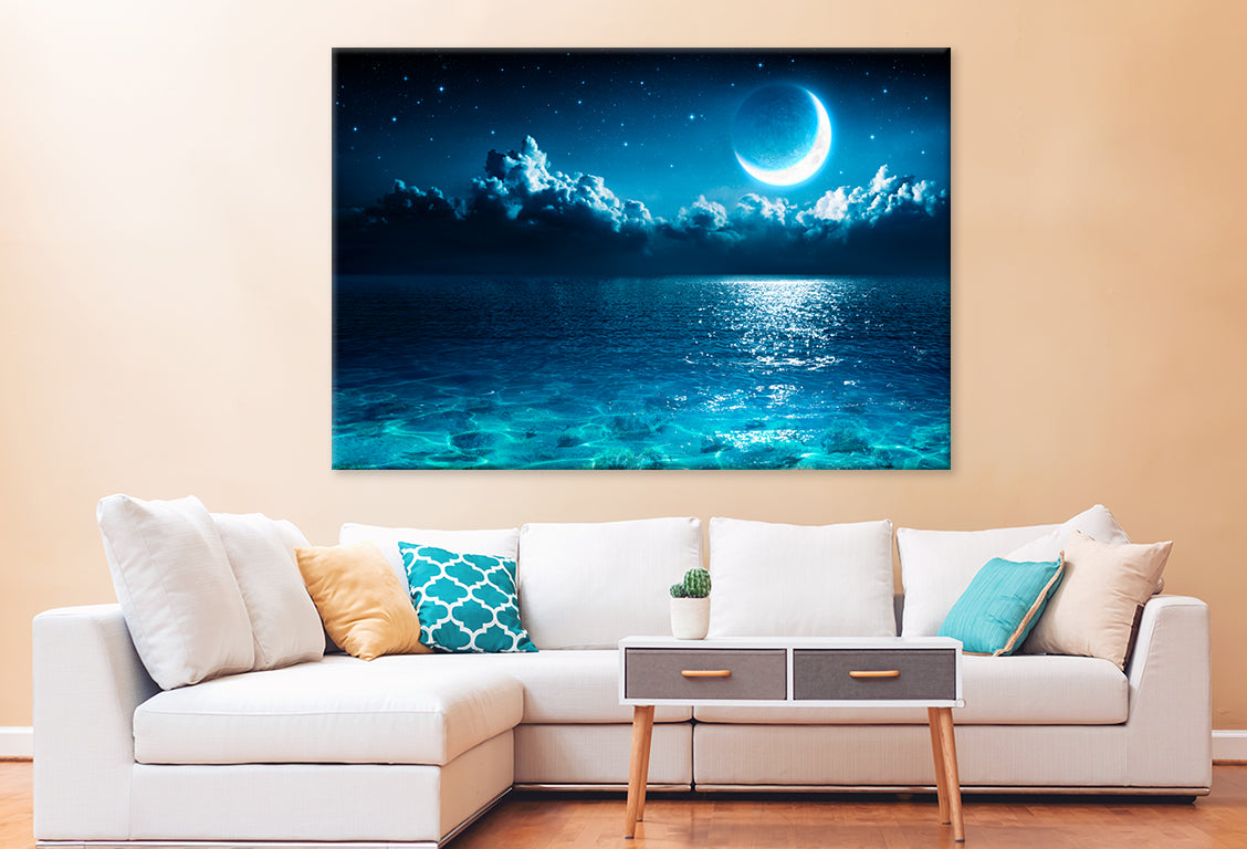 Romantic Moon on Sea Wall Art Decor 100% Australian Made