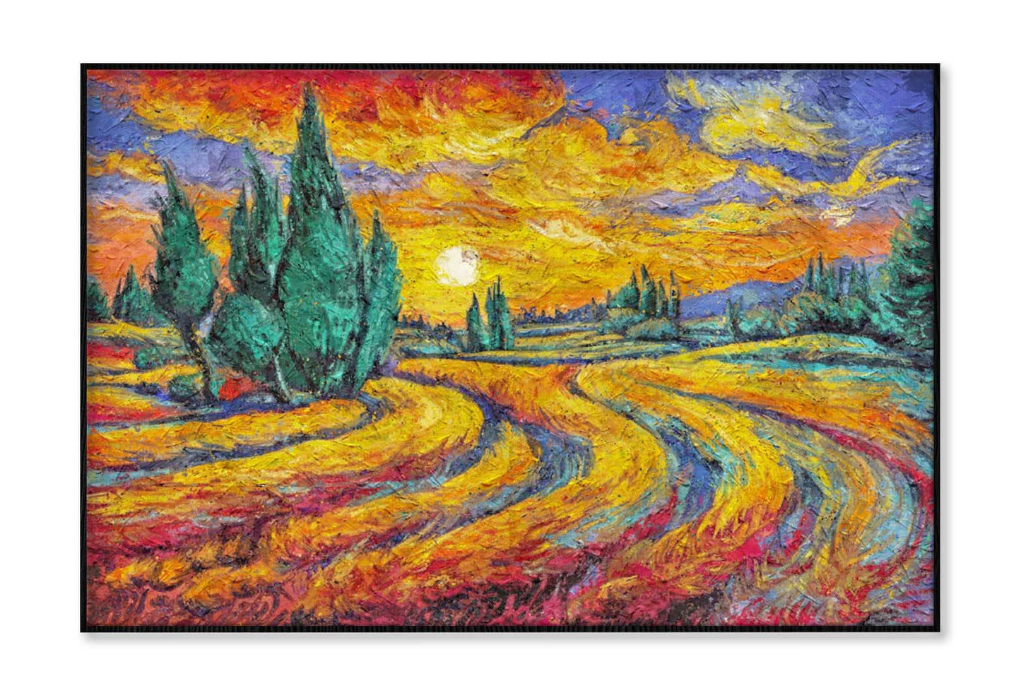 Van Gogh's Painting Wheat Field with Cypresses Wall Art Limited Edition High Quality Print