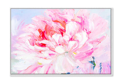 Pink and White Peony Oil Painting Wall Art Limited Edition High Quality Print Canvas Box Framed White