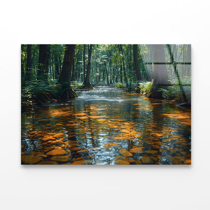 View of Forest in the Morning Acrylic Glass Print Tempered Glass Wall Art 100% Made in Australia Ready to Hang