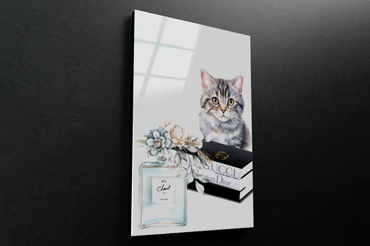 Perfume with Cat 3D Design Acrylic Glass Print Tempered Glass Wall Art 100% Made in Australia Ready to Hang