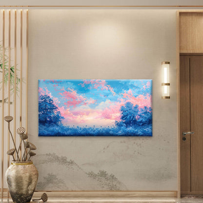 Sunset With Clouds Birds Sky Wall Art Canvas Office Home Room Framed 120x60cm