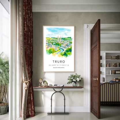 Truro England United Kingdom Cathedral City View Travel Poster Print Wall Art