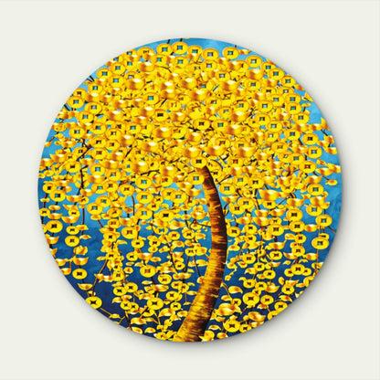 Yellow Flower Trees Acrylic Glass Rounded Print Tempered Glass Wall Art 100% Made in Australia Ready to Hang