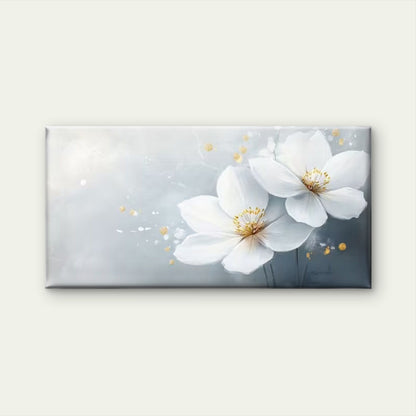 Abstract White Flowers Wall Art Canvas Office Home Room Framed 120x60cm