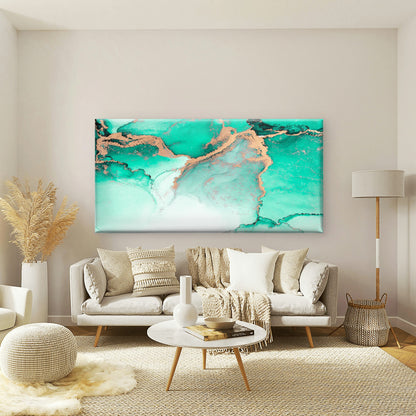Emerald and Gold Marble Wall Art Canvas Office Home Room Framed 120x60cm