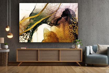 Gold Black Abstract UV Direct Aluminum Print Australian Made Quality