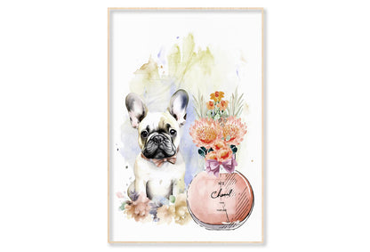 Perfume and Bulldog Wall Art Limited Edition High Quality Print Canvas Box Framed Natural