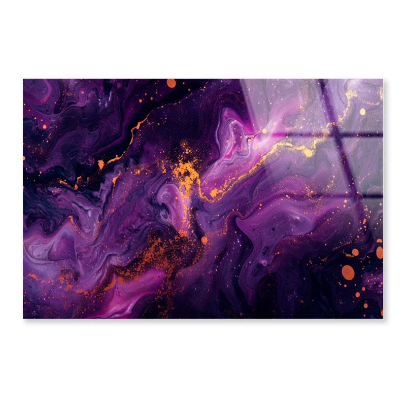 Purple Gold & Black Abstract  Acrylic Glass Print Tempered Glass Wall Art 100% Made in Australia Ready to Hang