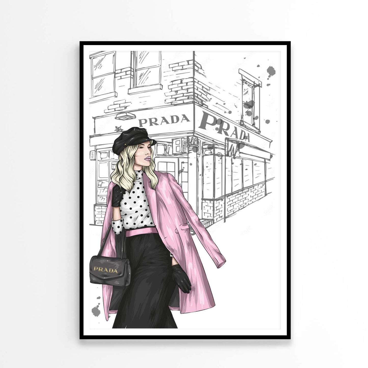 Pink Boss lady With Black Elegant Bag Design Home Decor Premium Quality Poster Print Choose Your Sizes