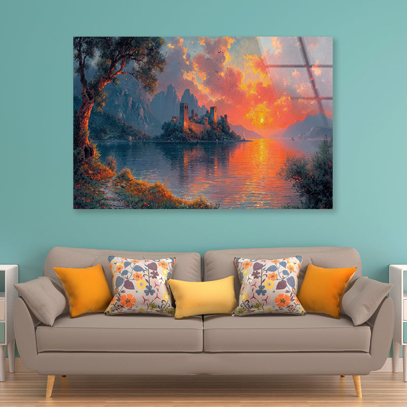 Fortress on an Island with Sky Acrylic Glass Print Tempered Glass Wall Art 100% Made in Australia Ready to Hang