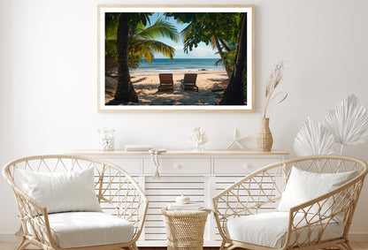 Coconut Trees and Beach Chairs Home Decor Premium Quality Poster Print Choose Your Sizes