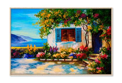 Beautiful Houses Near The Sea Art Work Oil Painting Limited Edition High Quality Print Canvas Box Framed Natural